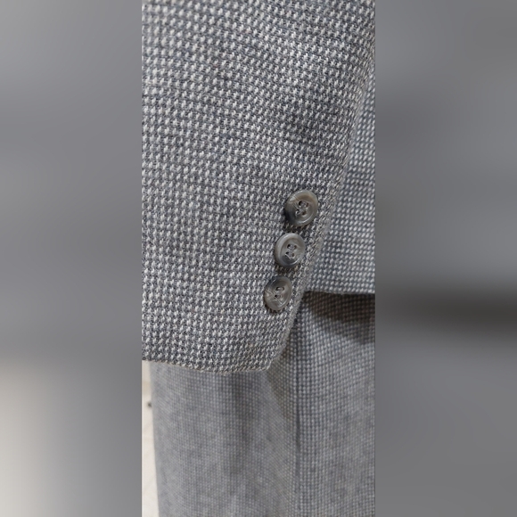 Vintage Mini Checkered Gray Blazer & Skirt Suit Set Classic Women's Size 18 - Picture 7 of 15